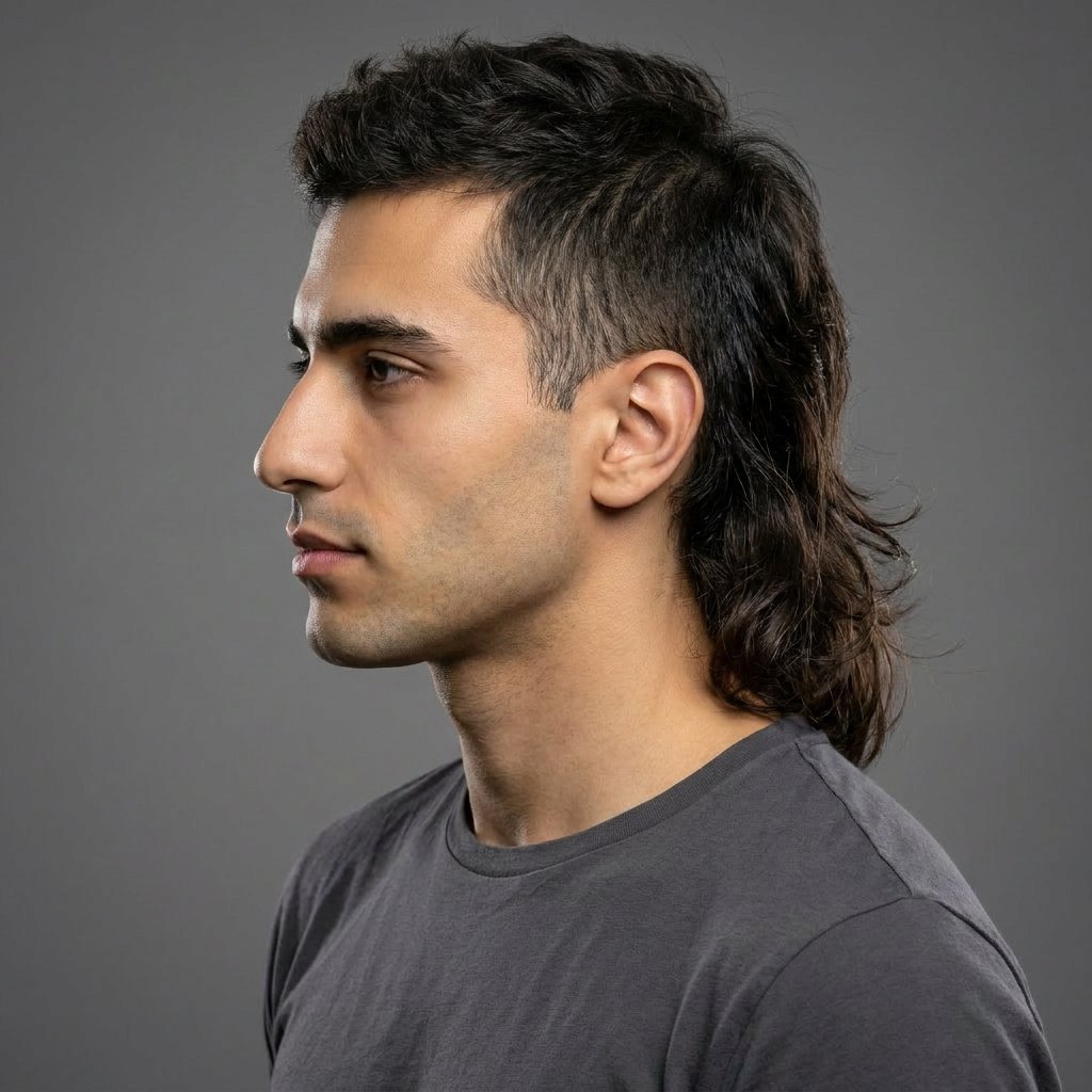 Classic Mullet saç modeli, temsili sağ görünüm