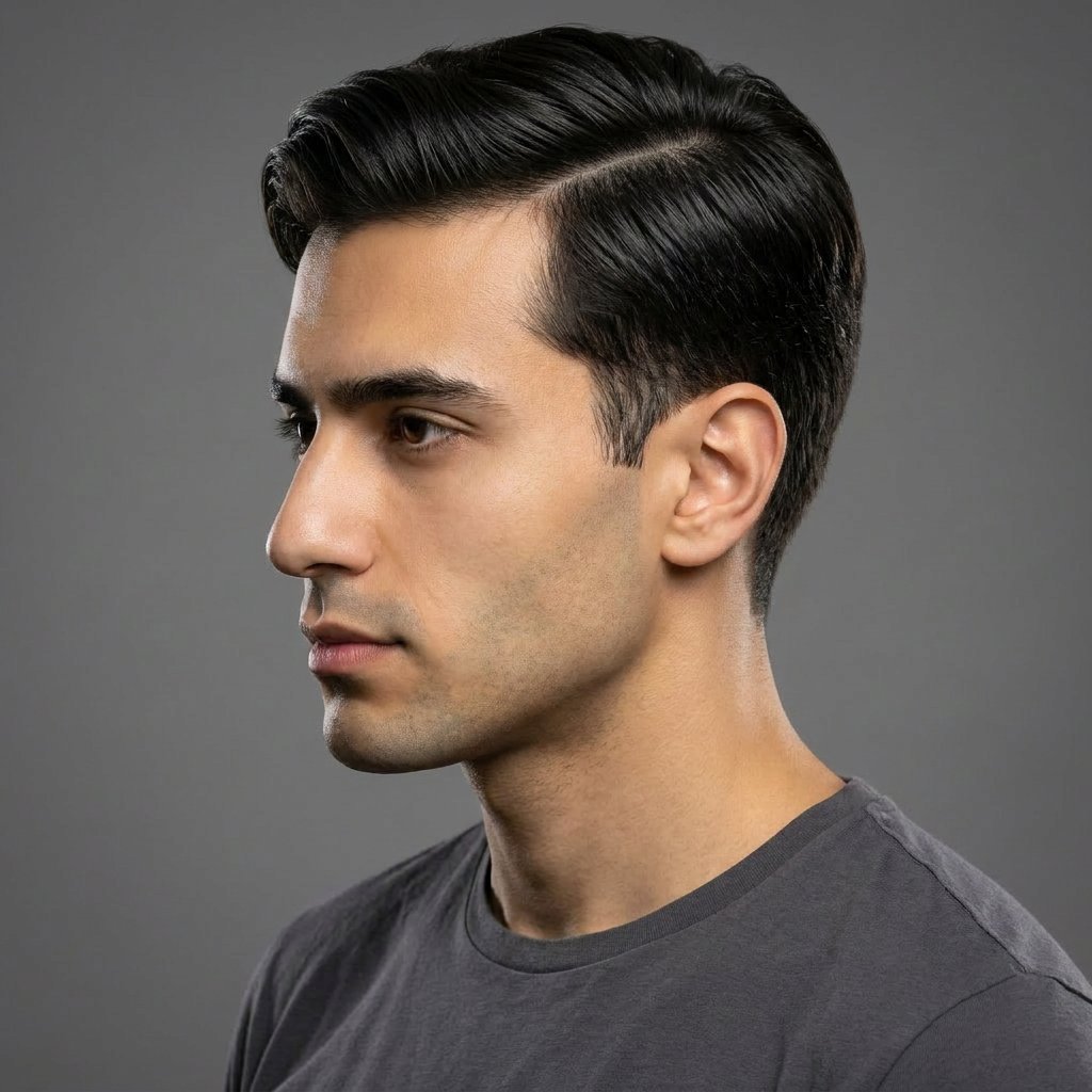 Classic Side Part saç modeli, temsili sağ görünüm