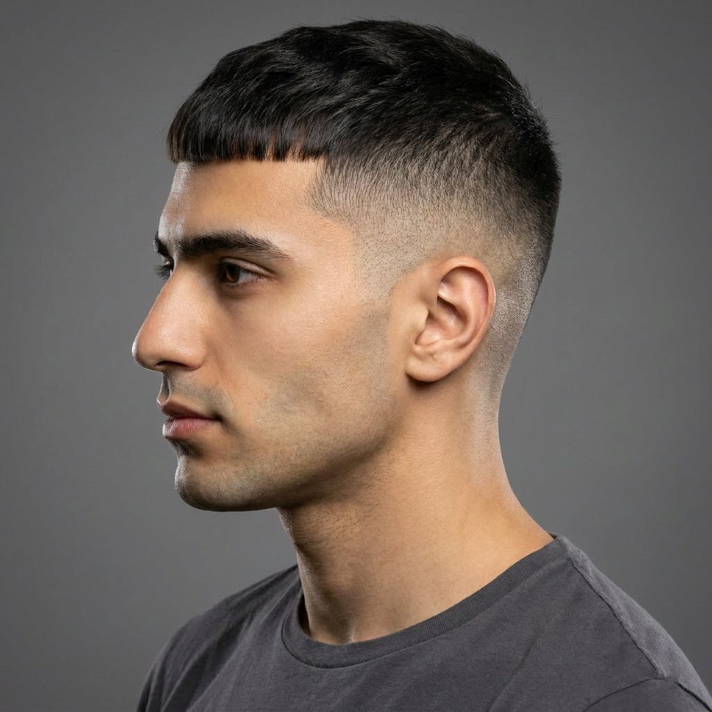 High Fade French Crop saç modeli, temsili sağ görünüm
