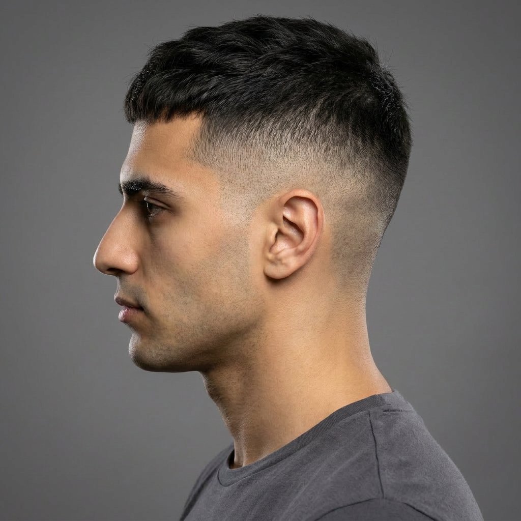 High Fade Textured Crop saç modeli, temsili sağ görünüm
