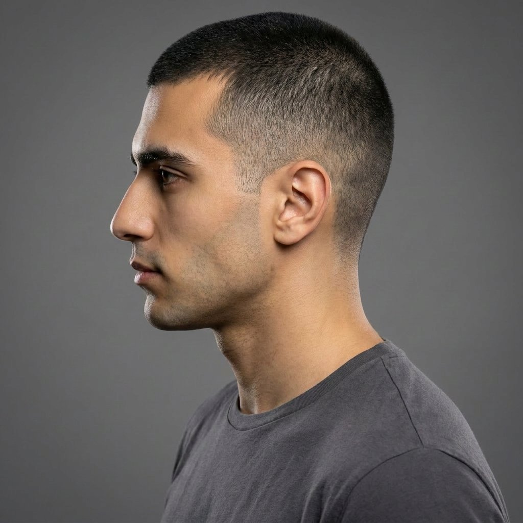 Low Fade Crew Cut saç modeli, temsili sağ görünüm