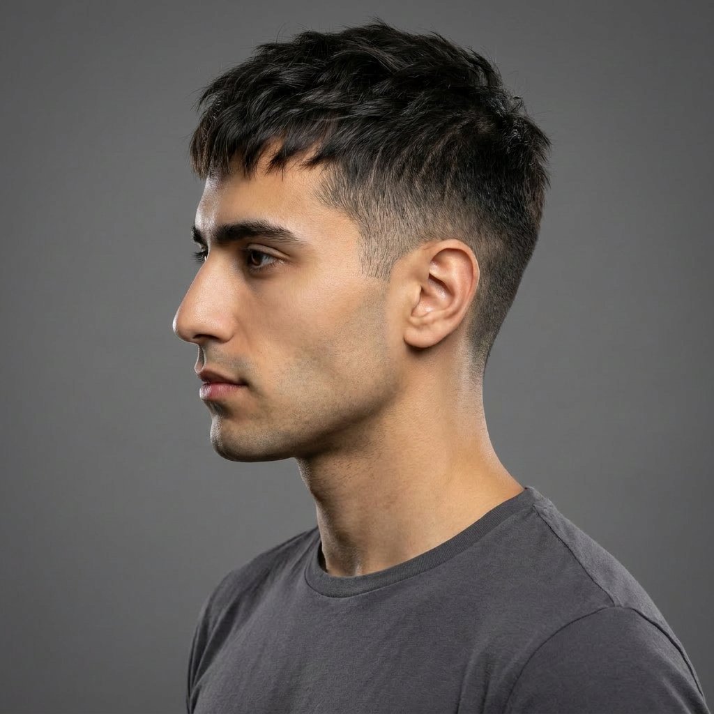 Low Fade Textured Crop saç modeli, temsili sağ görünüm