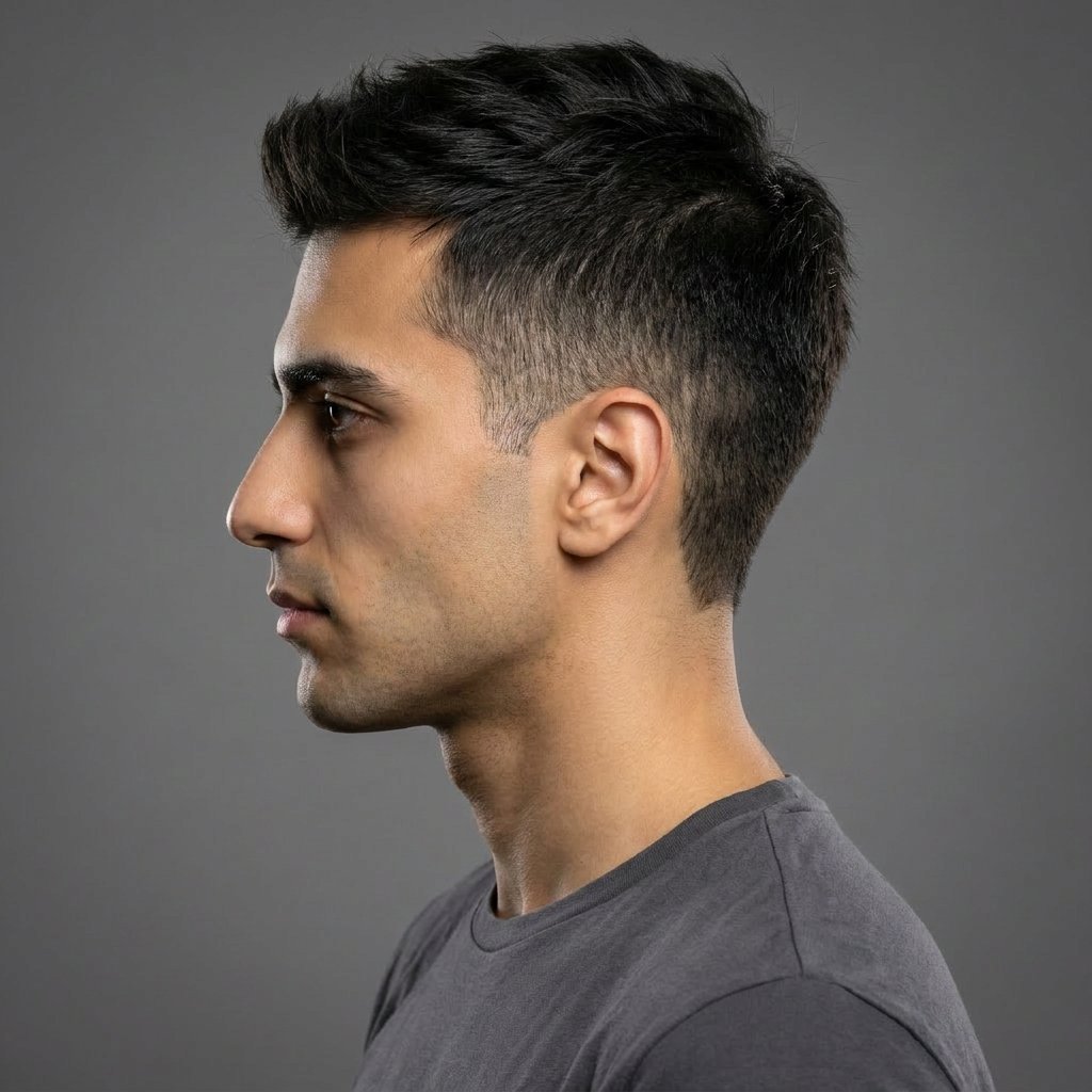 Low Fade V Cut saç modeli, temsili sağ görünüm