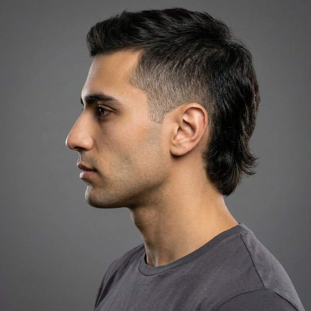 Low Taper Mullet saç modeli, temsili sağ görünüm