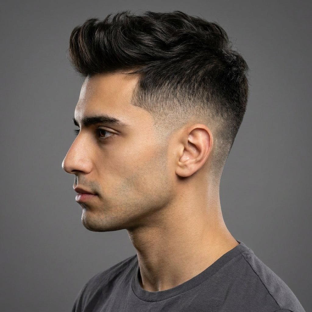 Mid Fade Taper saç modeli, temsili sağ görünüm