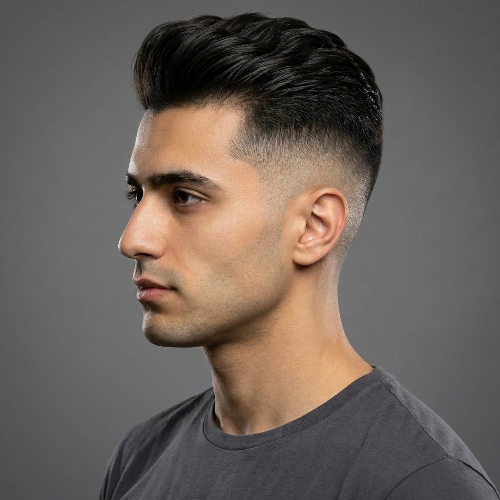 Mid Skin Fade saç modeli, temsili sağ görünüm