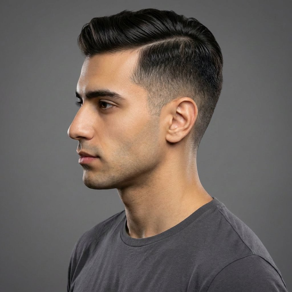 Side Part Fade saç modeli, temsili sağ görünüm