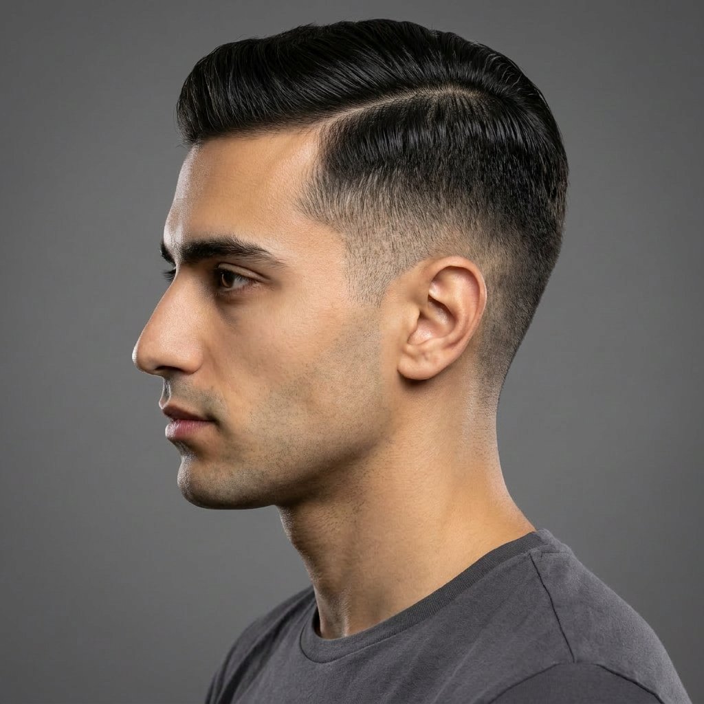 Side Part Low Taper saç modeli, temsili sağ görünüm