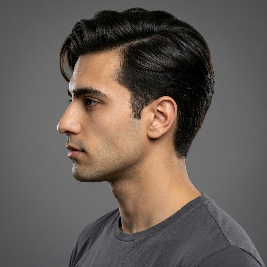 Side Part Old Money saç modeli, temsili sağ görünüm