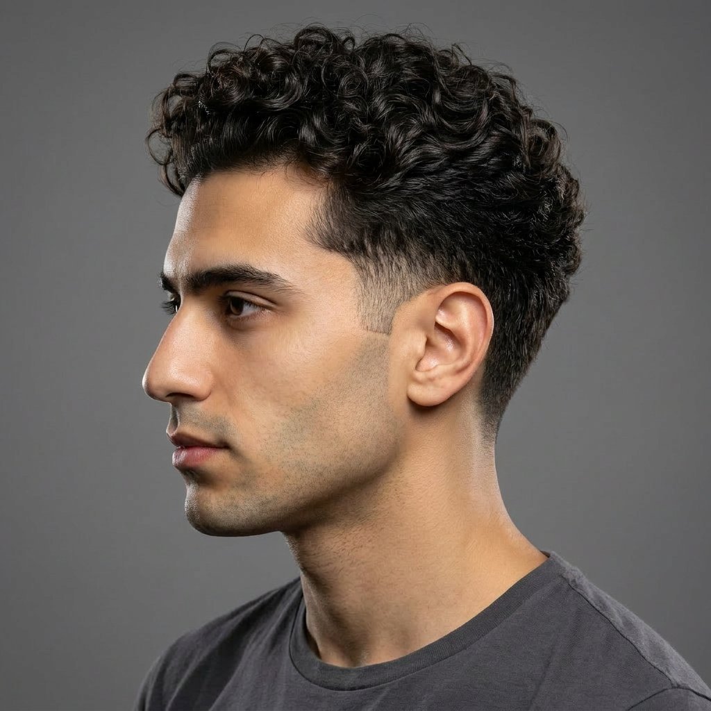 Temple Fade saç modeli, temsili sağ görünüm